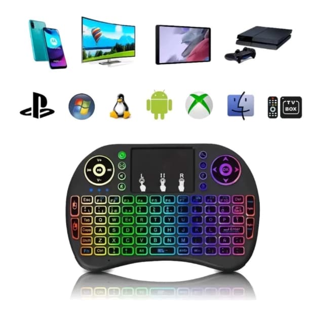 Mini Teclado Controle Sem Fio COM Led Para Tv Box E projeto Smart Tv Pc MO-i8