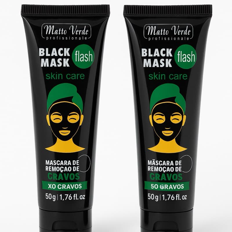 Máscara Facial Peel Off Black Matto Verde kit 2 pcs de 50ml | Removedora de Cravos, Controle de Oleosidade, Unissex