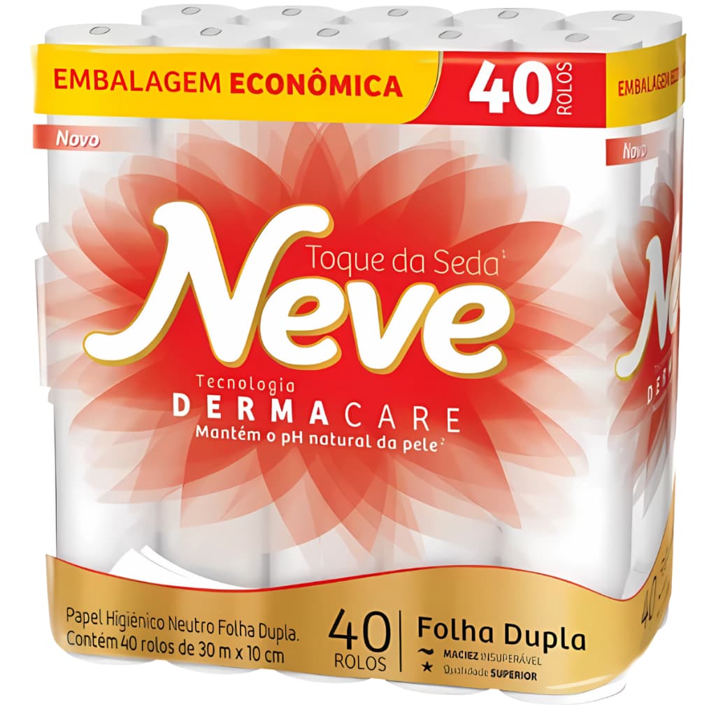 Papel Higiênico Neve Toque de Seda Folha Dupla 40 Rolos