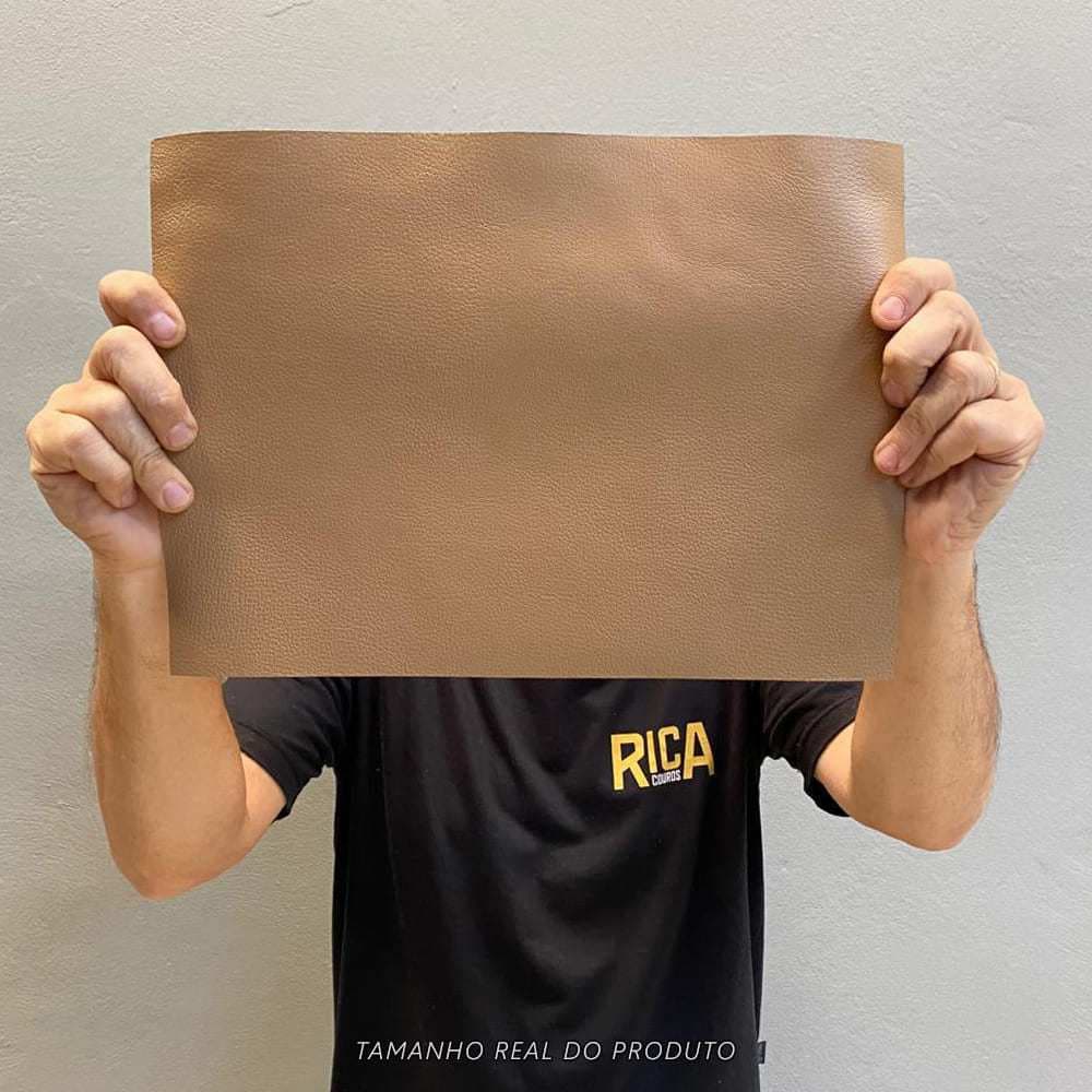 Painel de Couro Legítimo Tipo Floater 25x35cm Placa - Retalho - Textura Encorpada 14/16 Linhas - Cor: Bege