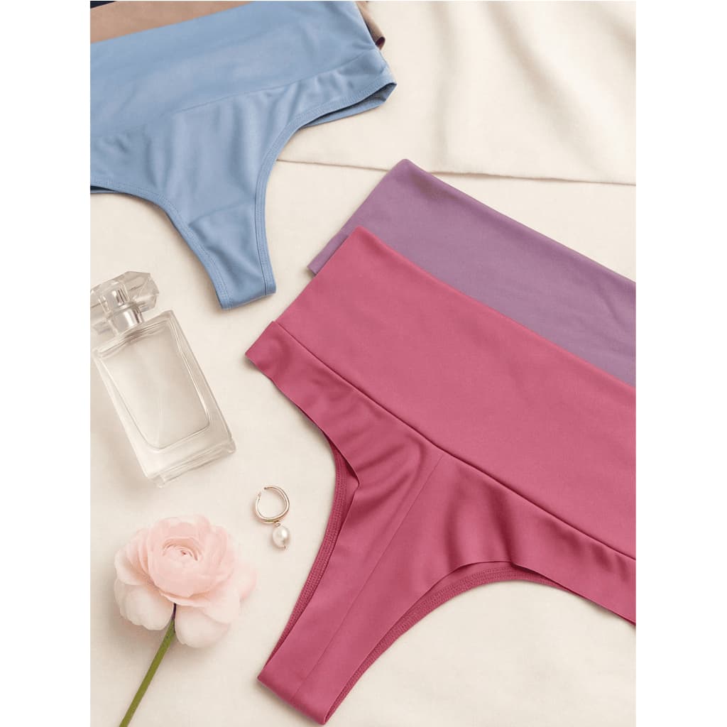 Kit 5 Calcinhas Modeladoras Cintura Alta Cós Duplo Fio Duplo Lisas Lingerie