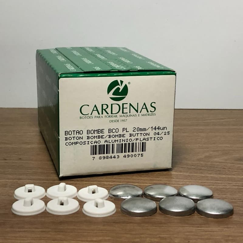 BOTÃO BOMBE PLÁSTICO CARDENAS PARA FORRAR 10 ao 26 – 144 UN