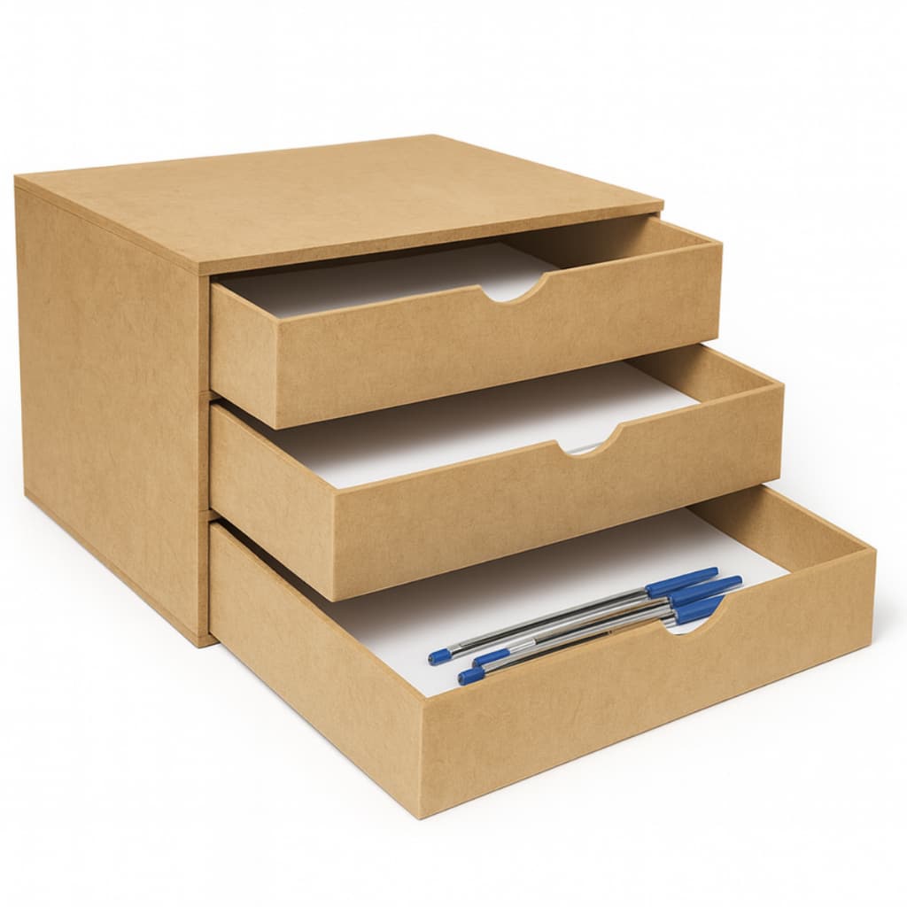 Organizador Gaveteiro Suporte Para Monitor Folha A4 3 Gavetas