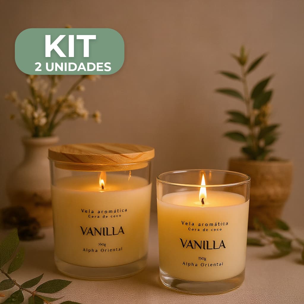 Kit 2 Vela aromática artesanal PREMIUM 150g - Vários Aromas - Com especiarias e tampa de madeira