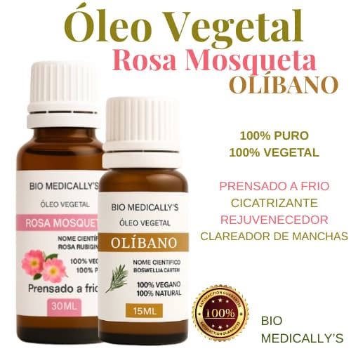 Óleos Vegetais Rosa Mosqueta 30mL + Olíbano 15mL (2PEÇAS)