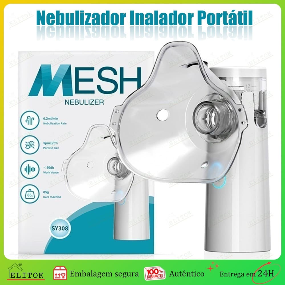Nebulizador Infantil Portátil Ultrassônico Silencioso Inalador Recarregável Para Asma 2 Máscaras Adultos Crianças