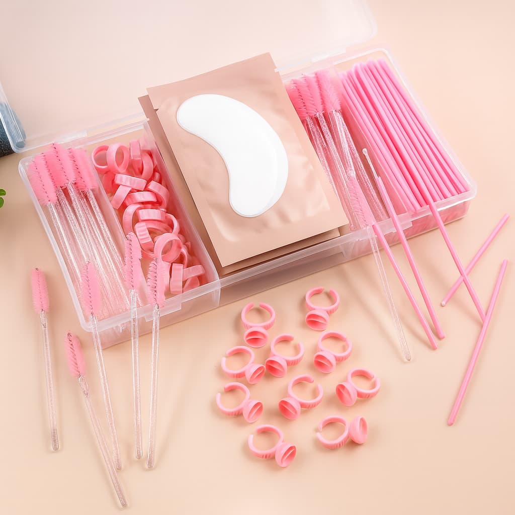 Estojo Organizador Completo para Extensão de Cílios Box C/ Escovinhas, Micropore, Microbrush e Pads