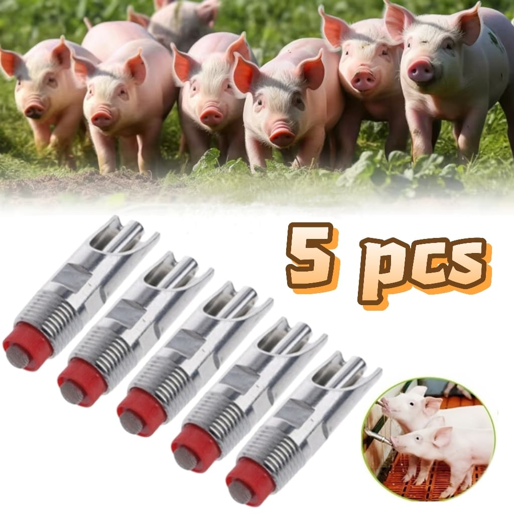 Kit 5 Bebedouro De Porco Automático Chupeta Suíno Bico Aço Inoxidável
