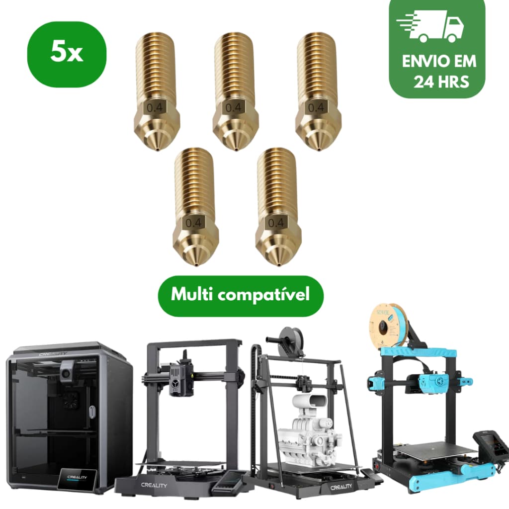 Kit 5 Bico Nozzle 0,4mm Creality K1 Sv06 Plus Sv07 K1 Max