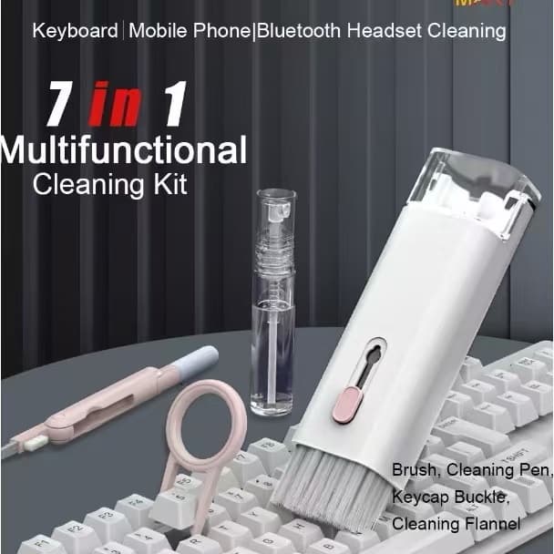 Kit De Escova De Limpeza De Teclado 7 Em 1 Multifuncional Portátil Para Computador/Fone De Ouvido/Ferramentas