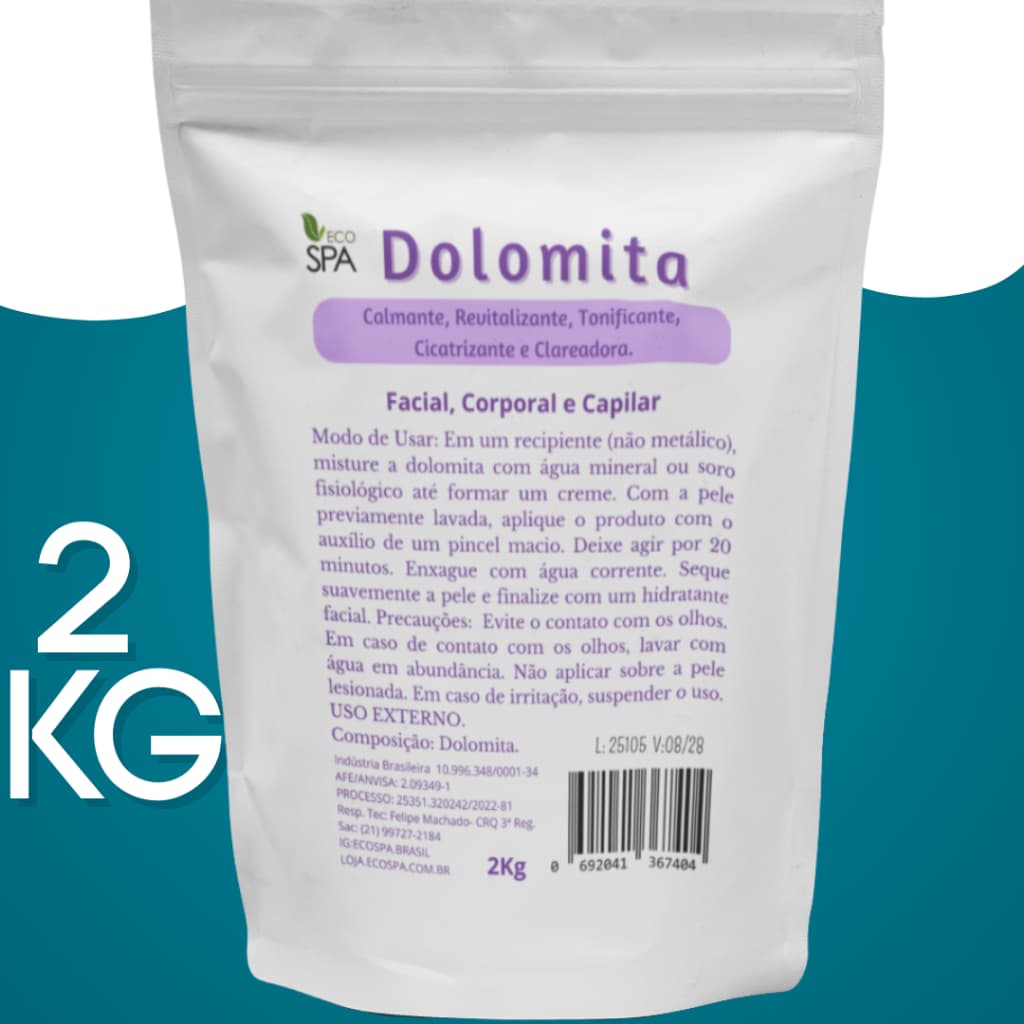 Dolomita em pó Pura - para Skin Care Clareadora manchas cravo e espinhas