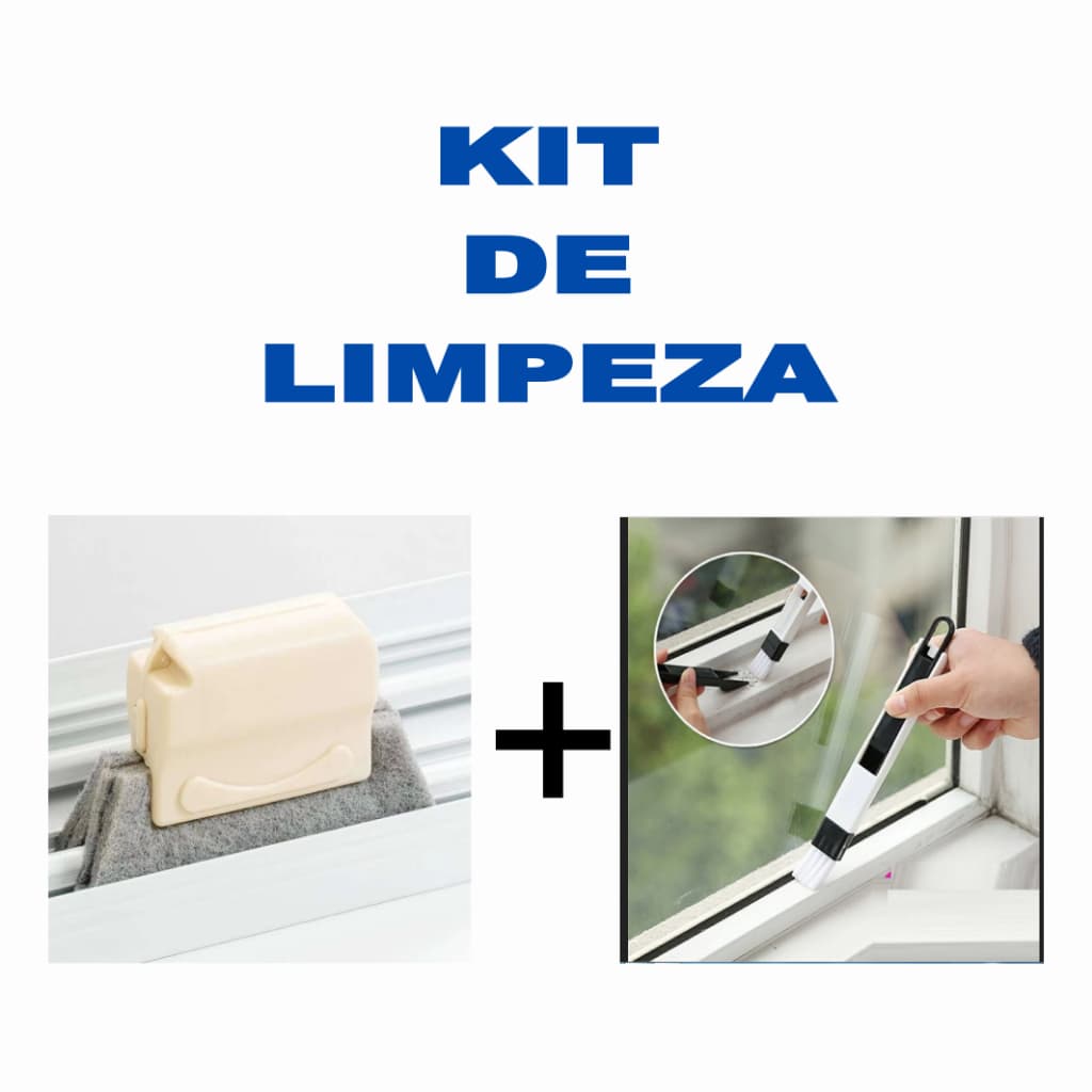Kit 2 Escovas de Limpeza Trilhos Janelas Persiana Cantos e Frestas – Escova + Esponja Multifuncional