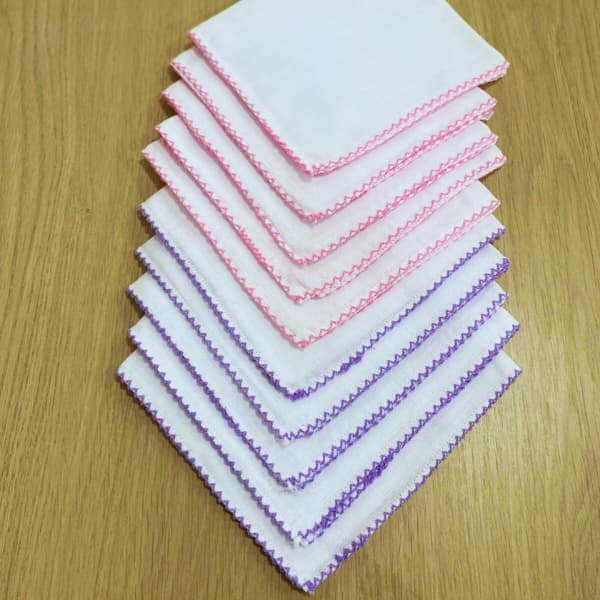 Kit 10 Fraldinhas de Boca Bebê 32x32cm Quadriculada100% Algodão Paninhos Higiene Macios Absorventes