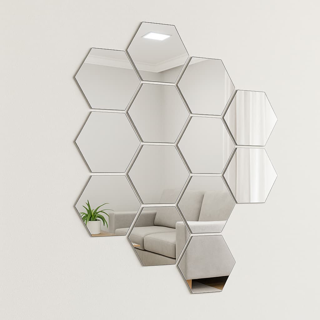 Oferta! Kit 10 Espelhos Acrílico em formato Hexagono 12x10cm - Achadinhos da Shopee