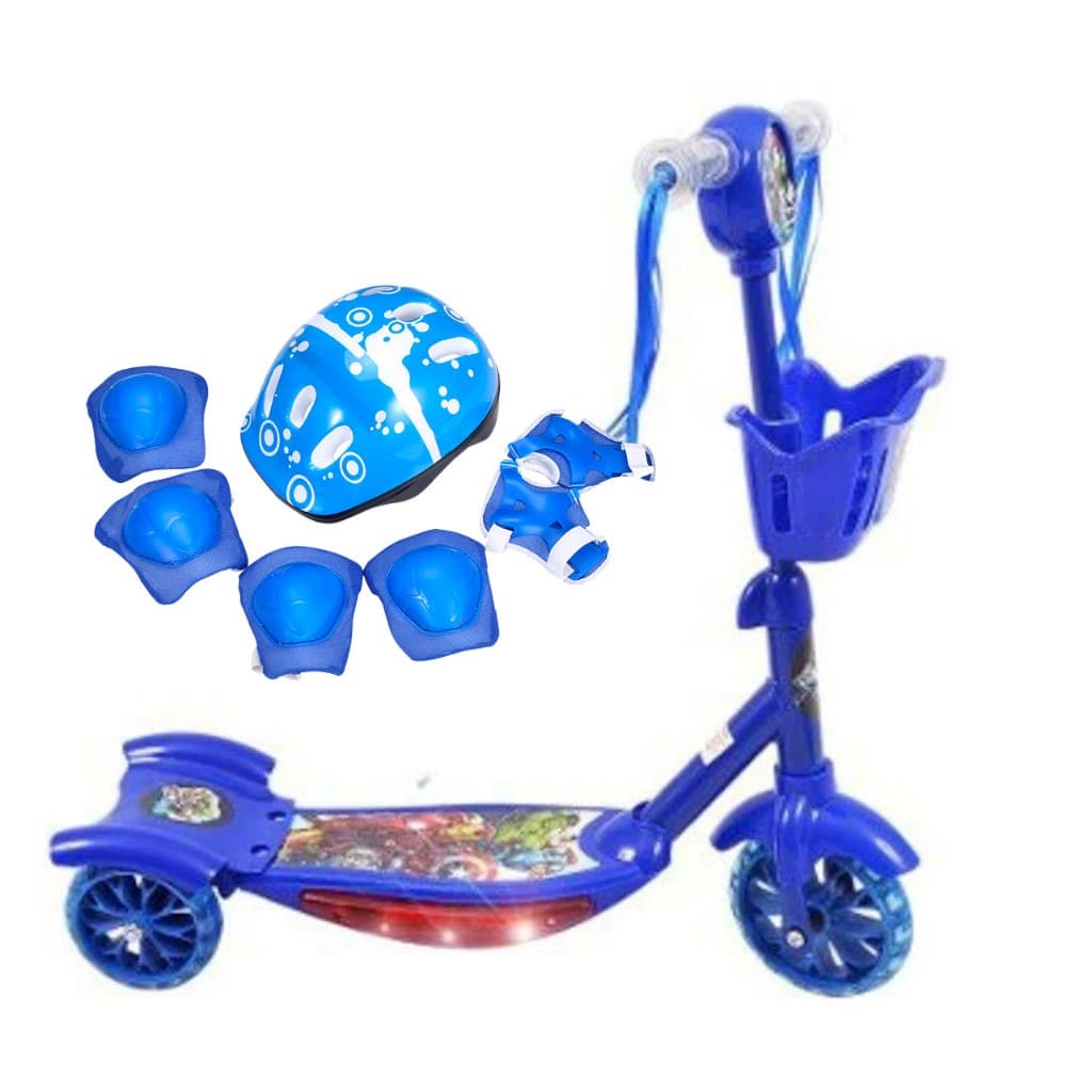 Patinete Meninos De 3 Rodas Musica C/Cesta + Luz Promoção Menor Preço