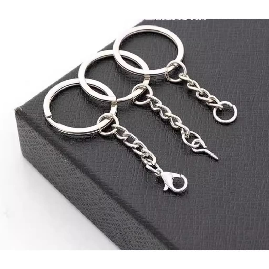 Chaveiro 30/50/100/150 peças (com corrente) + elo + Pitão + lagosta - 25 mm prata / ouro