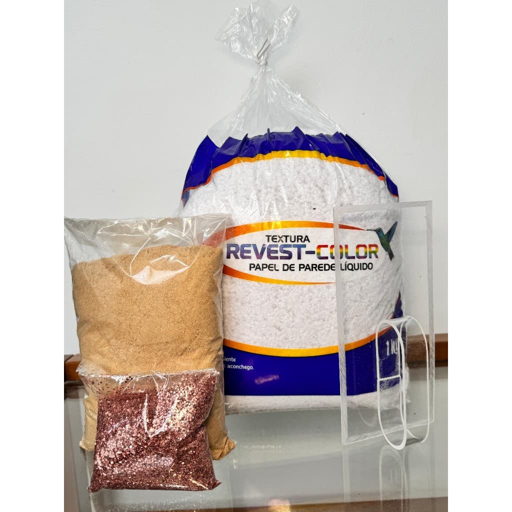 Kit papel de parede líquido coleção PREMIUM + desempenadeira acrílica