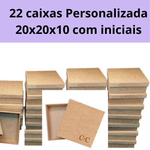 Kit 22 caixas Convite Personalizada 20x20x10 padrinho madrinha lembrancinha ,caixa presente 20x20