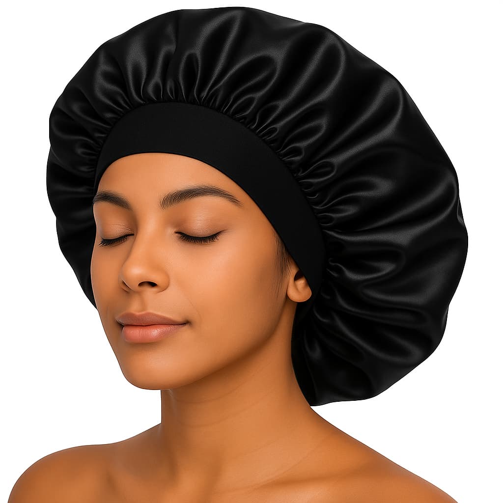 Touca de Cetim com Faixa Elástica de Dormir Cabelo Anti Frizz Toca