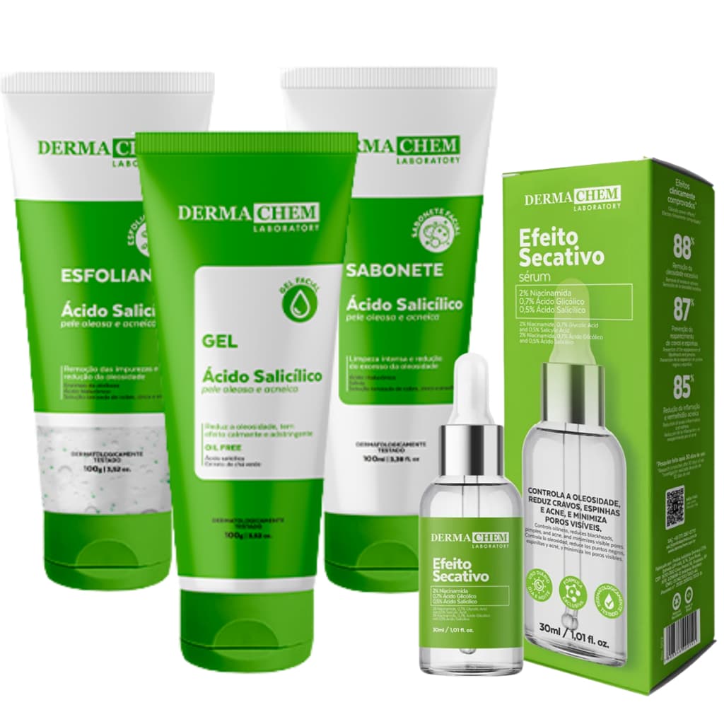 Kit Limpeza de Pele Oleosa Skin Care Controle de Acne Sérum Secativo
