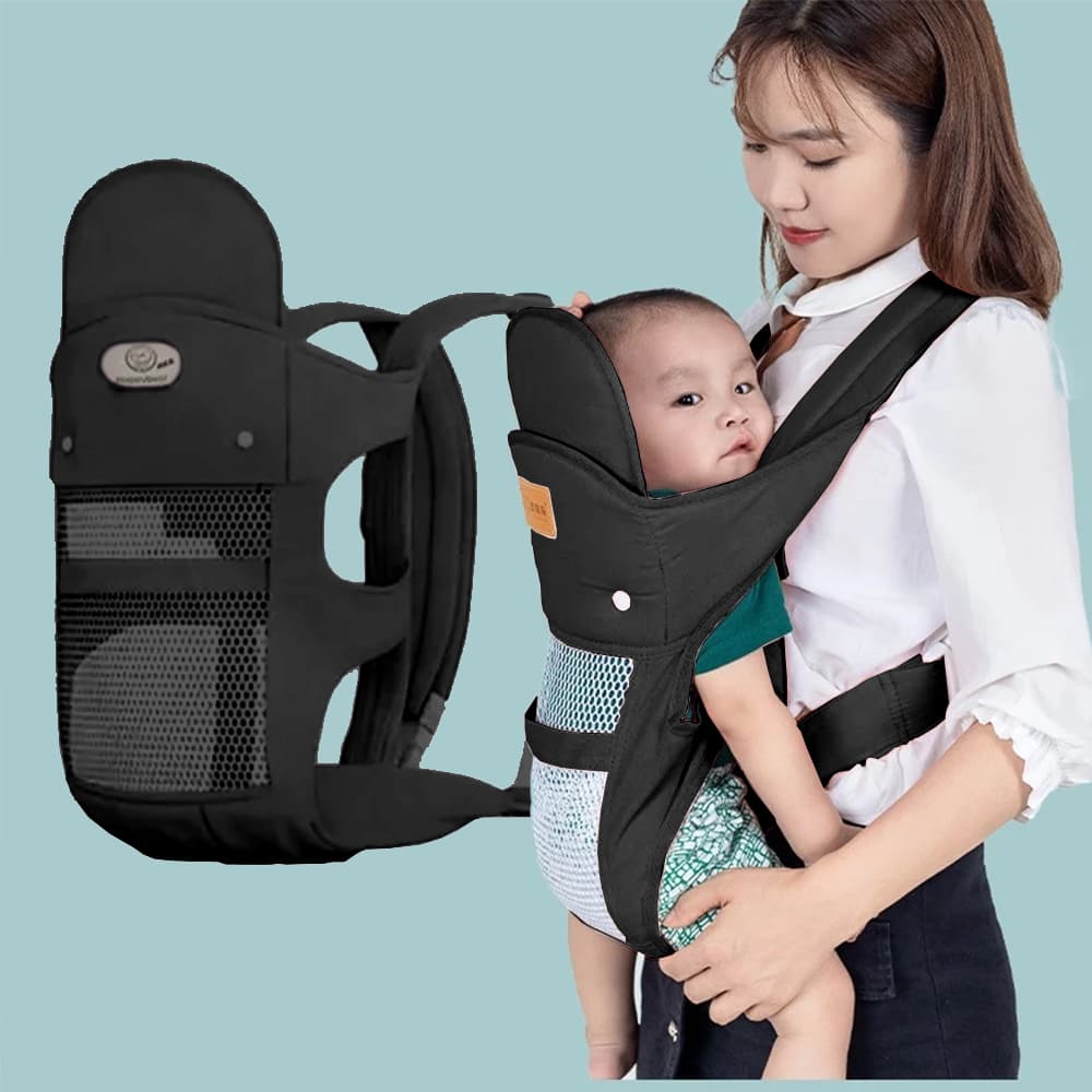 Canguru Preto Para Carregar Bebês Suporte de Colo Mães Crianças Apoio Banco De Cintura Ergonômico Cor Preta