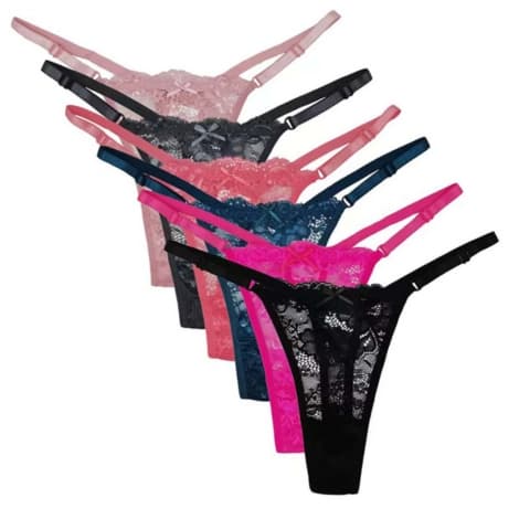 Kit 5 e 10 Calcinhas FIO DENTAL Feminina Sexy de Renda Sensual com Regulagem Tanga Lingerie