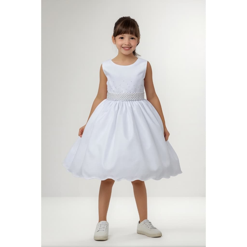 Vestido Infantil Festa Branco Daminha Casamento Batizado