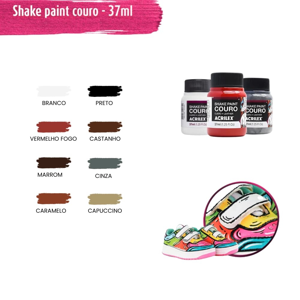 Tinta Couro Acrilex 37ml – Sapato, Bolsa, Jaqueta e Sofá