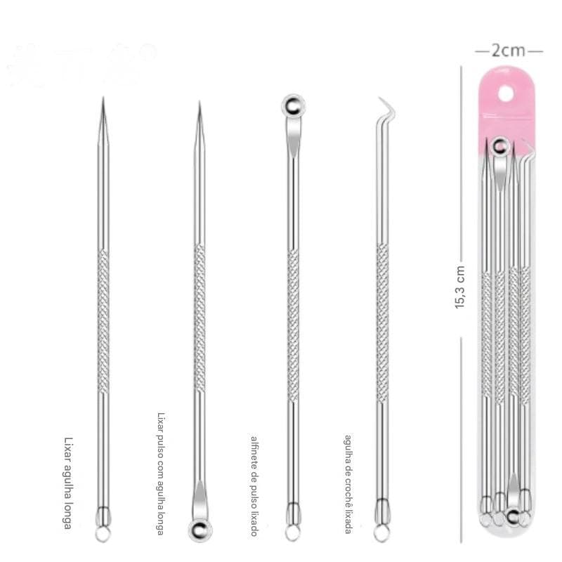 Kit Acne Espinha Extrator De Cravos Profissional Removedor 4 Pçs ENVIO ALEATÓRIO COR E MODELO DE EMBALAGEM