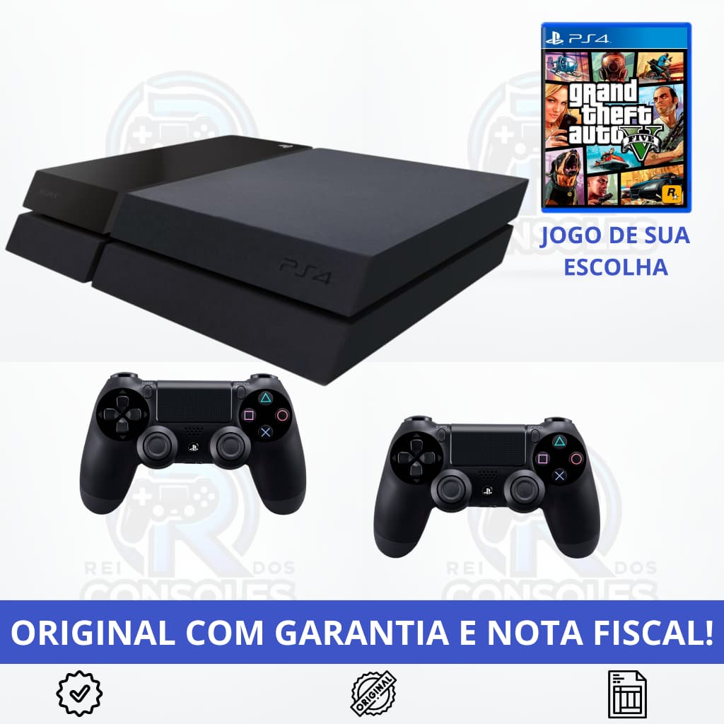 Video Game Ps4 Fat Playstation 4 + Controles + 1 Jogo - Garantia - 500GB