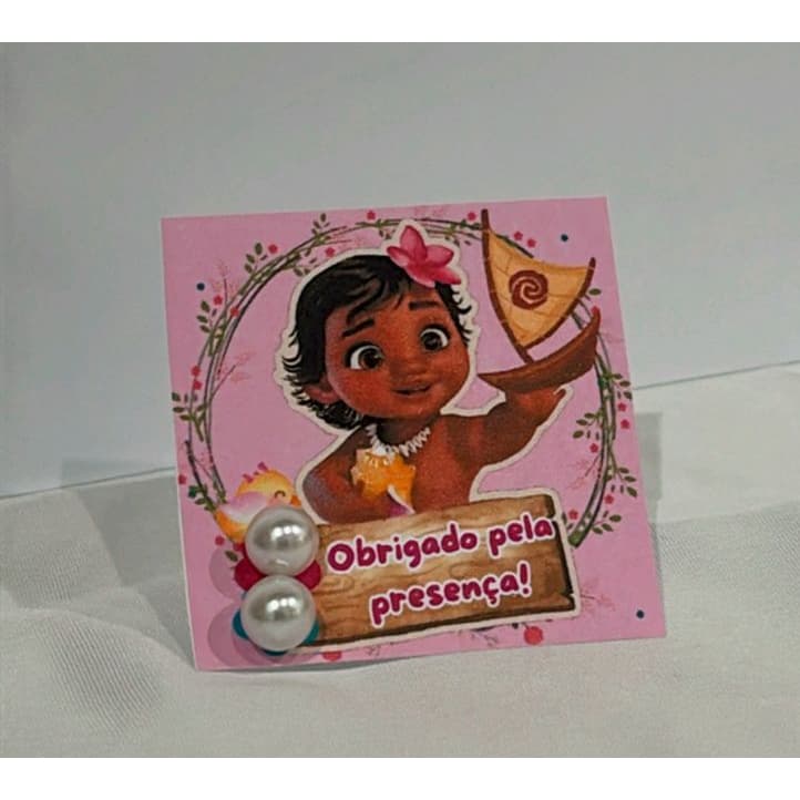 Kit brinco de perola 20/ 30/50/100 tema moana baby moana lembrancinha aniversario