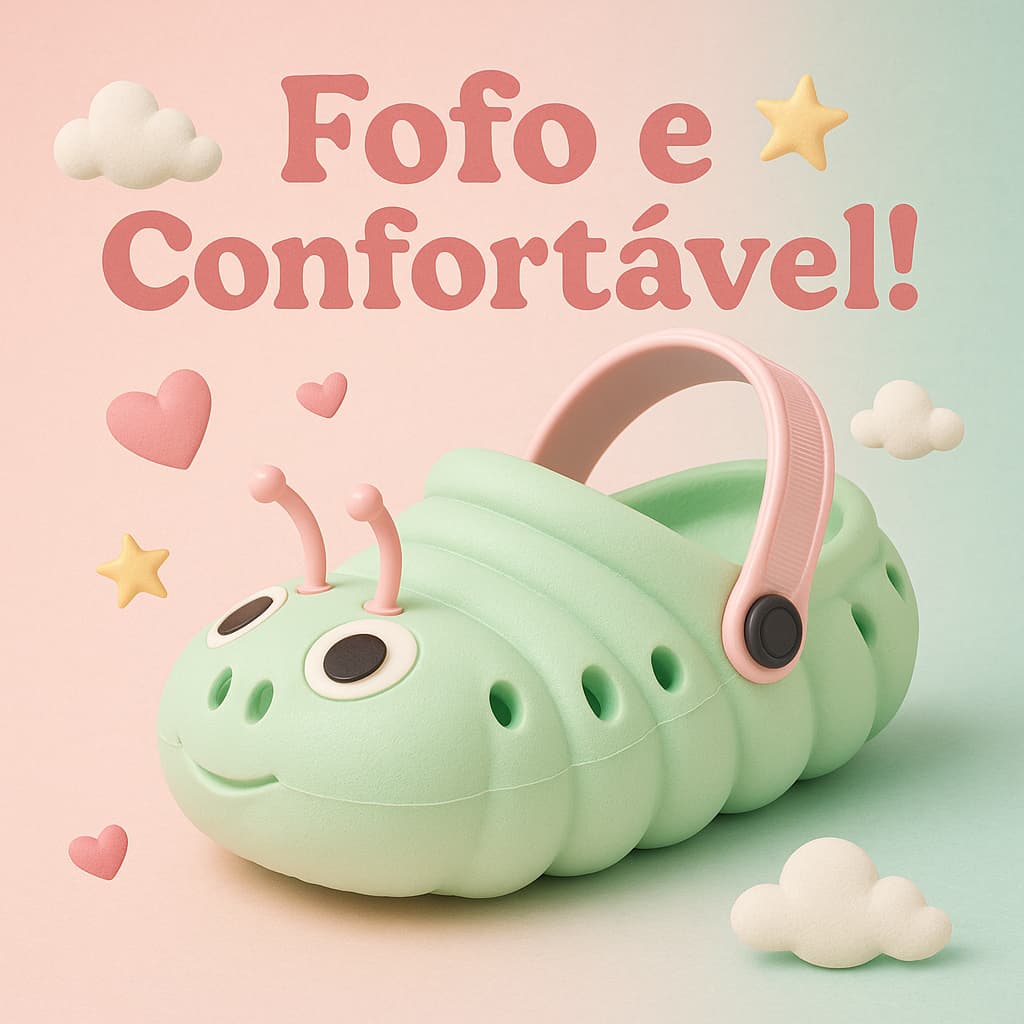 Chinelo Infantil Feminino Centopeia Confortável Leve Macio Colorido Moda 2025