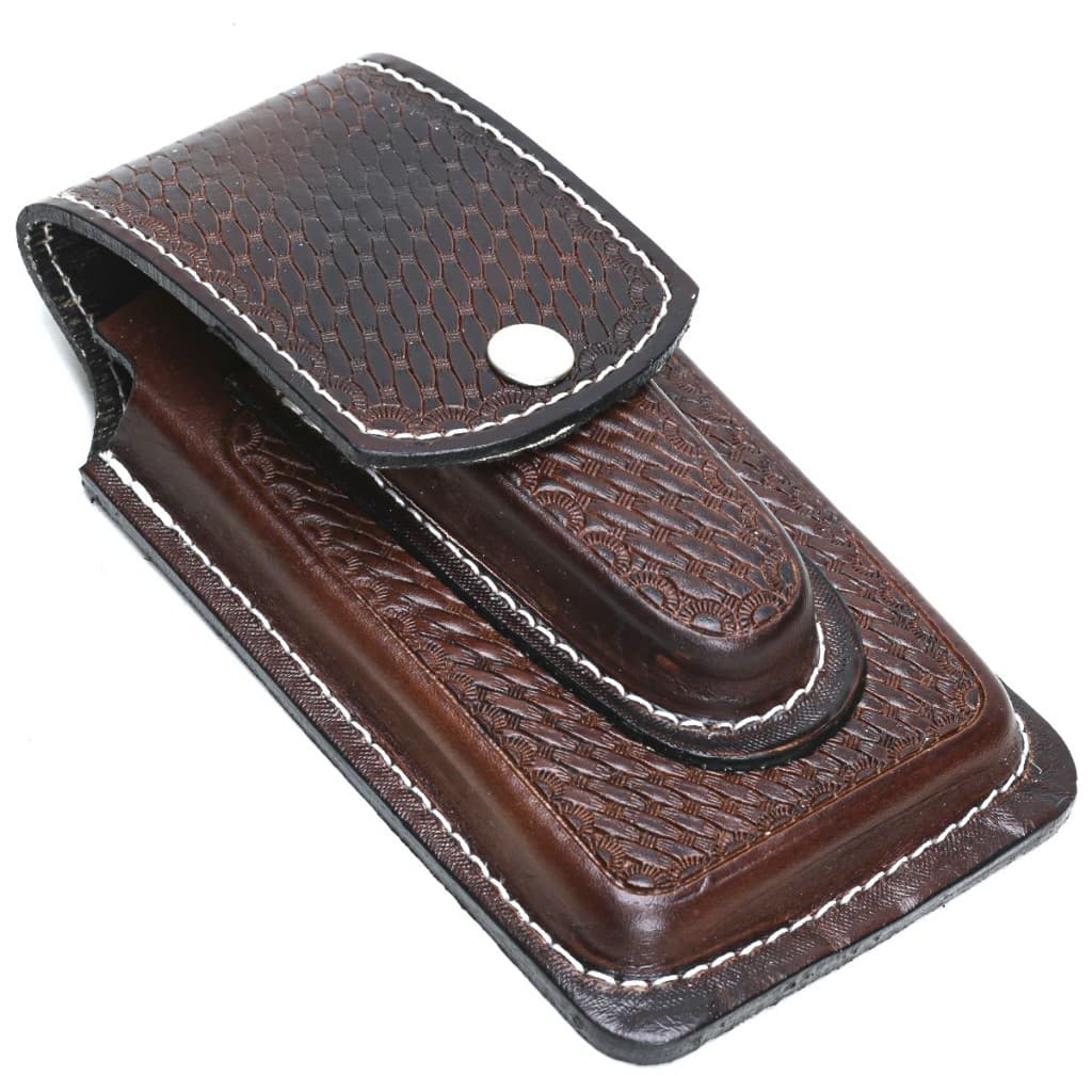 bainha para celular e canivete em couro legitimo forrada acabamento luxo