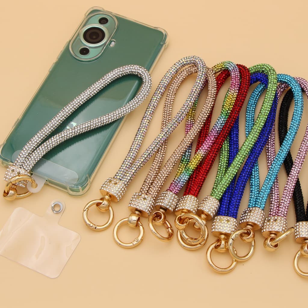 ✨ Cordão de Celular com Strass Brilhante & Bling - Design Exclusivo Pulseira Curta