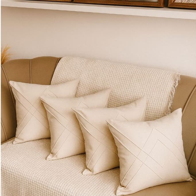 Kit 4 Capas De Almofadas Linho Cru Desing Rustico Moderno Decoração