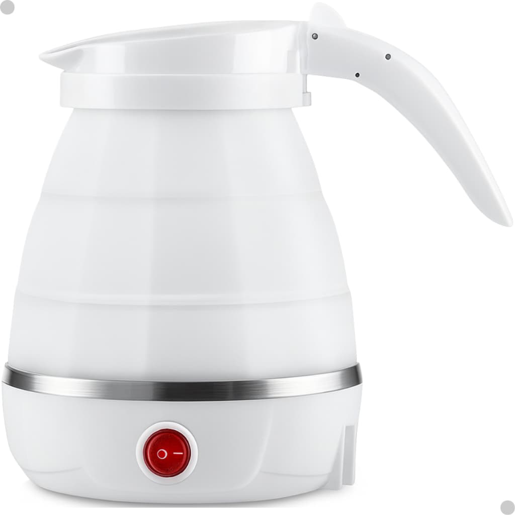 Chaleira Elétrica 600ml Jarra Portátil Silicone Dobrável Viagem 110v Cor Branca Ferve Rápido