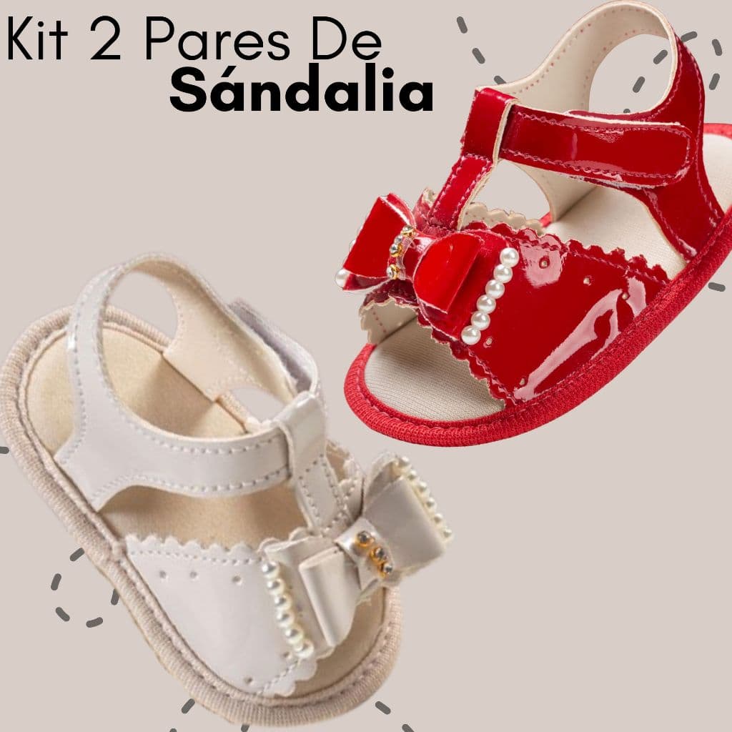 Kit 2 Pares De Sandália Feminina Infantil Recém Nascida Bebe Promoção BellaLis