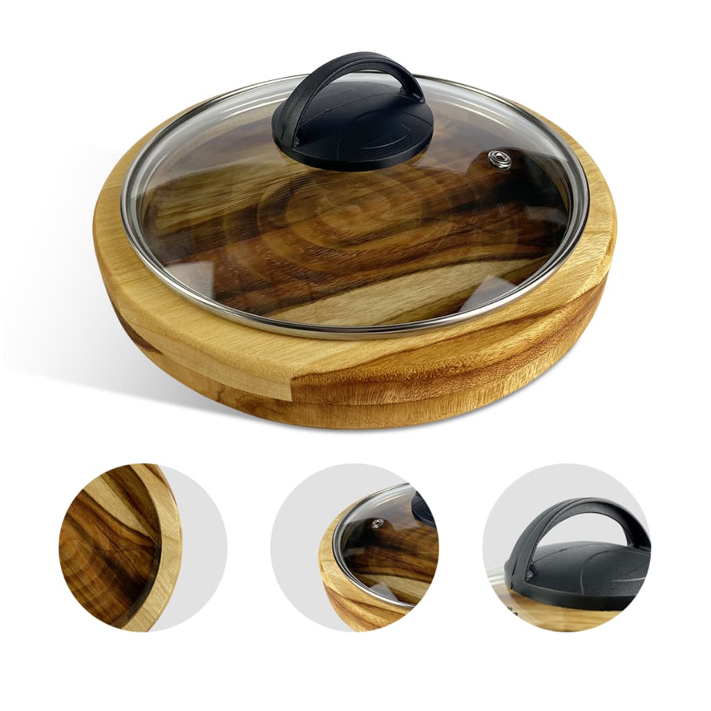 Gamela Churrasco De Madeira Com Tampa Servir Festa Carnes Salada