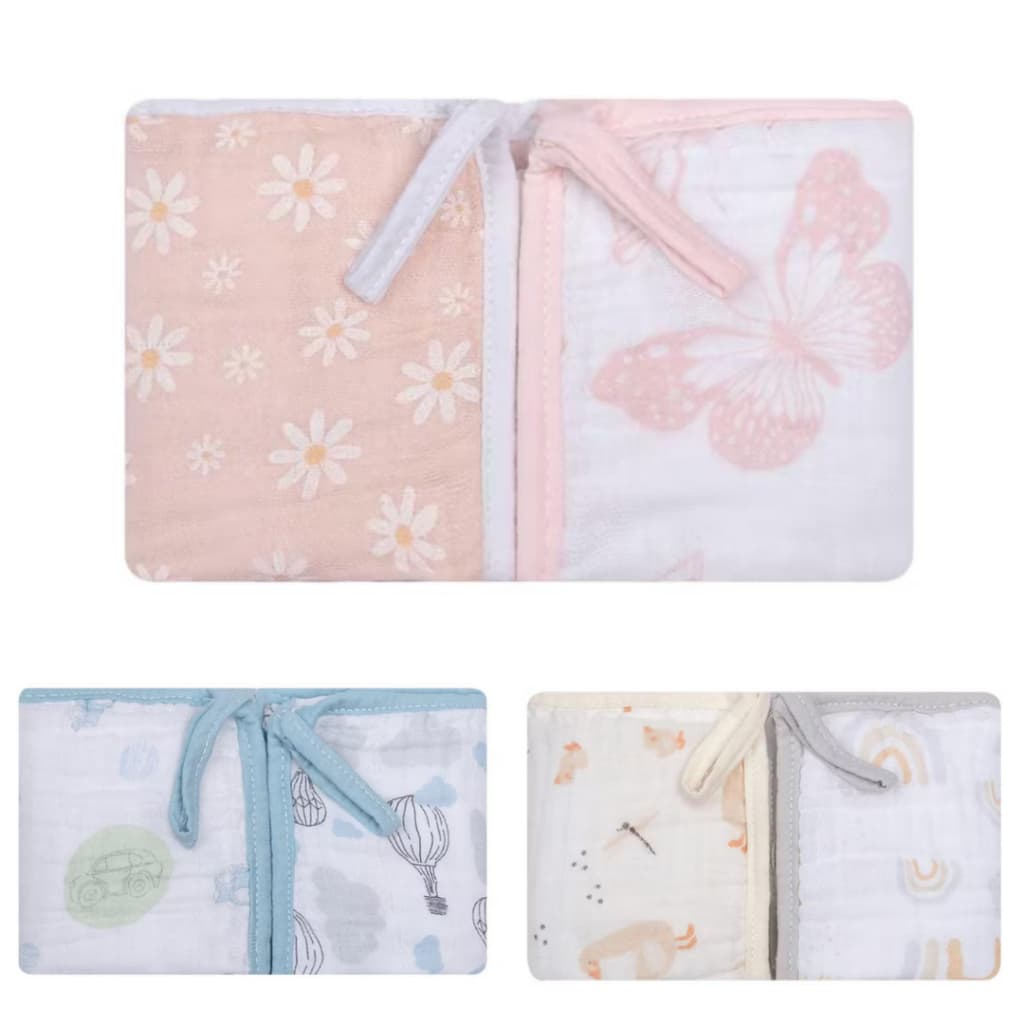 PANINHOS DE BOCA BABETE SOFT 40x40cm C/PRENDENDOR DE CHUPETA - KIT C/2 UN ESTAMPADOS PARA BEBÊ- PAPI