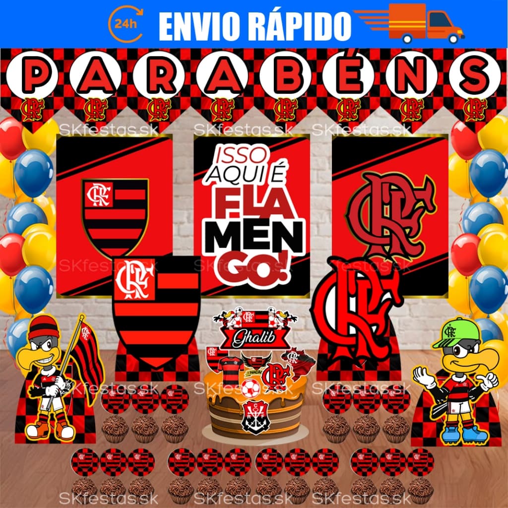 Kit Festa - Flamengo - Rubro Negro - Aniversário - Festa - Mêsversário