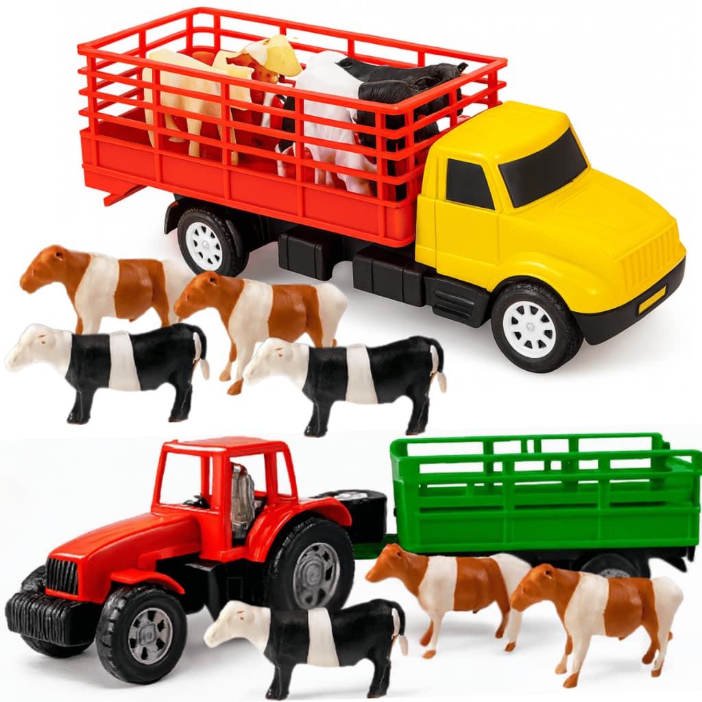 Kit Fazendeiro Infantil Brinquedos Meninos Trator Caminhão Animais Fazendinha Carrinhos Animais