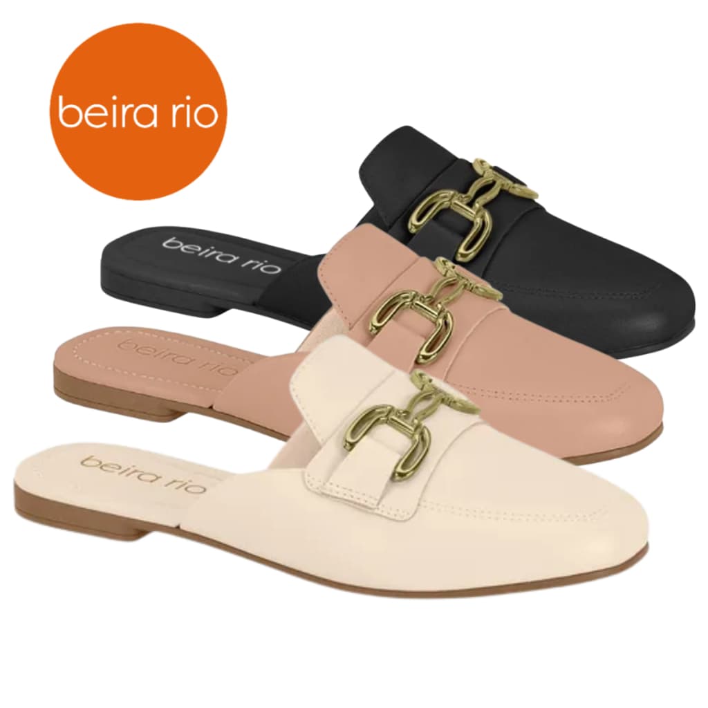 Mule Feminino Beira Rio 4134.1003 Fivela Confortável Casual Elegante Dia a Dia