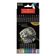 Ecolápis de Cor Supersoft 12 Cores Metálicas 210722 FABER-CASTELL Destaque Lançamento