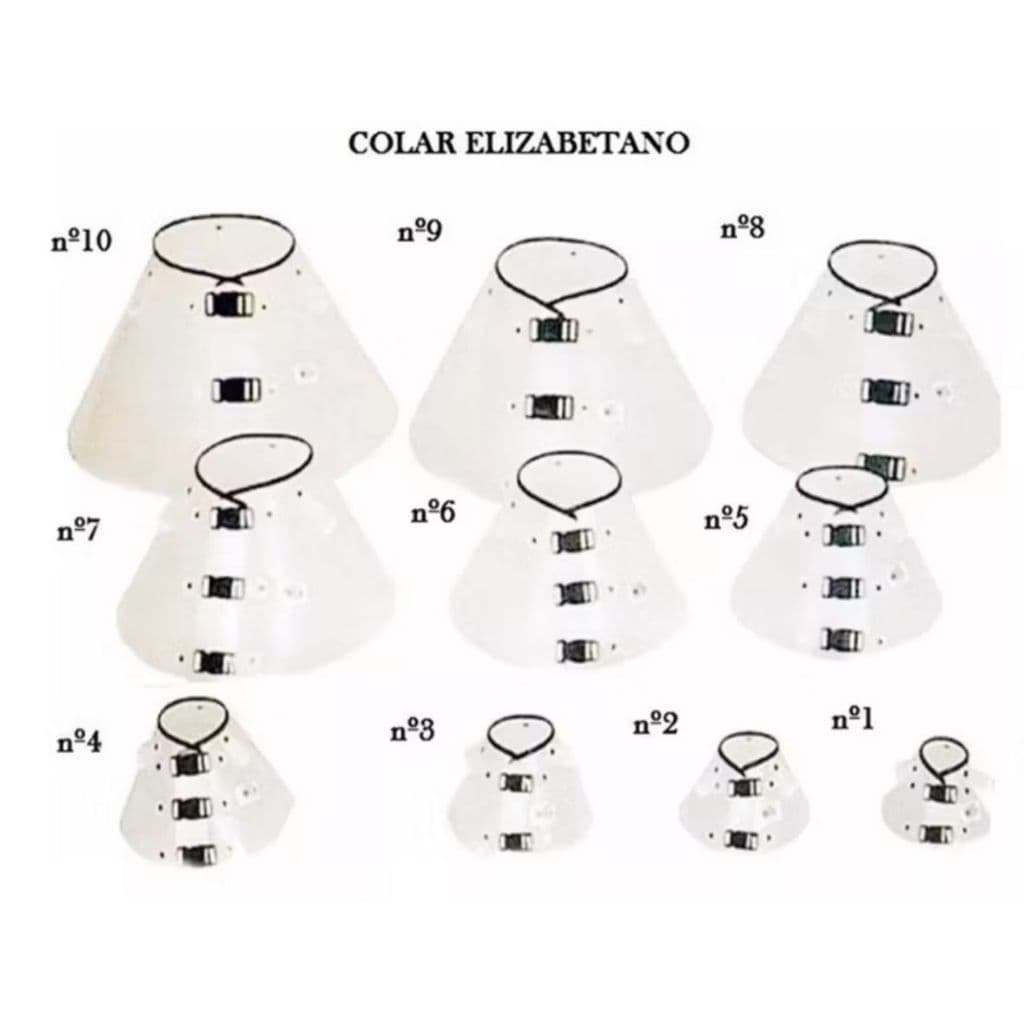 Jogo Colar Elizabetano Cirúrgico Tradicional para Cachorro Número 1 ao 10