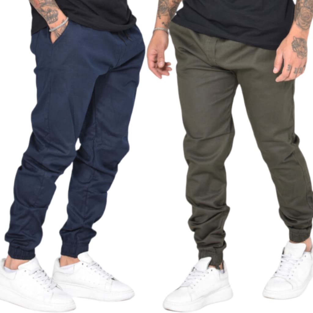 Kit 2 Jogger Masculina Premium Casual Esportiva com Elástico Cintura e Punho Flexível