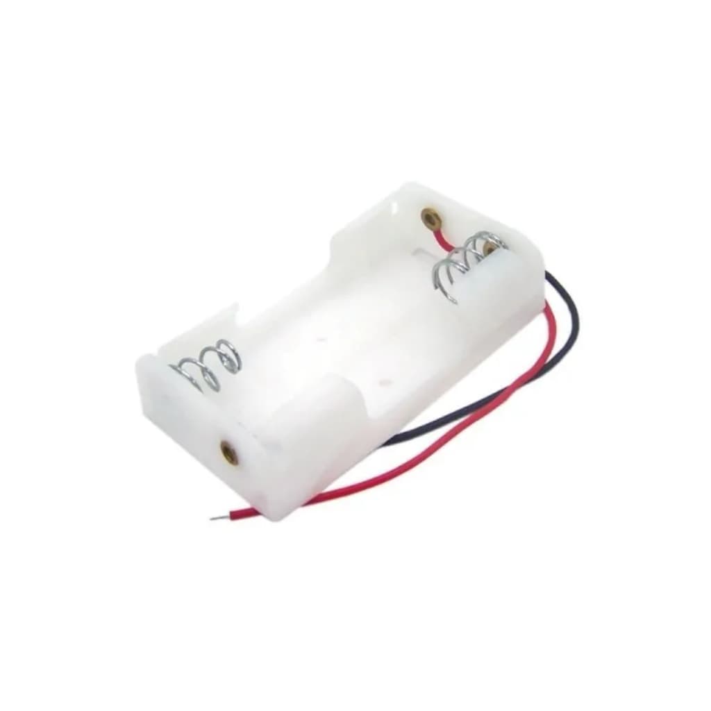 Suporte 2 Pilhas AA 1,5V Tipo Canoa Branco Plástico