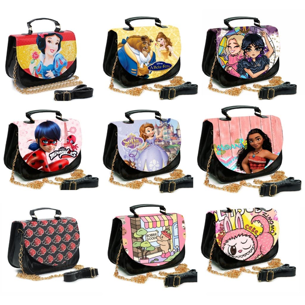 Bolsinha Luxo Infantil Princesas Minibag / Escolha seu personagem: