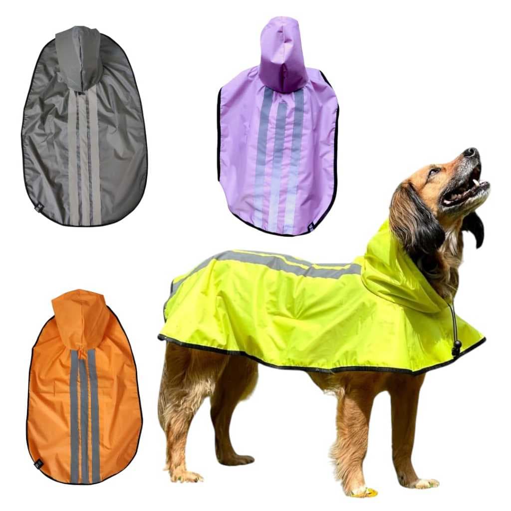 Capa De Chuva Pet Cao impermeável Emborrachada Faixa Refletiva Golden Porte Medio e Grande X X G
