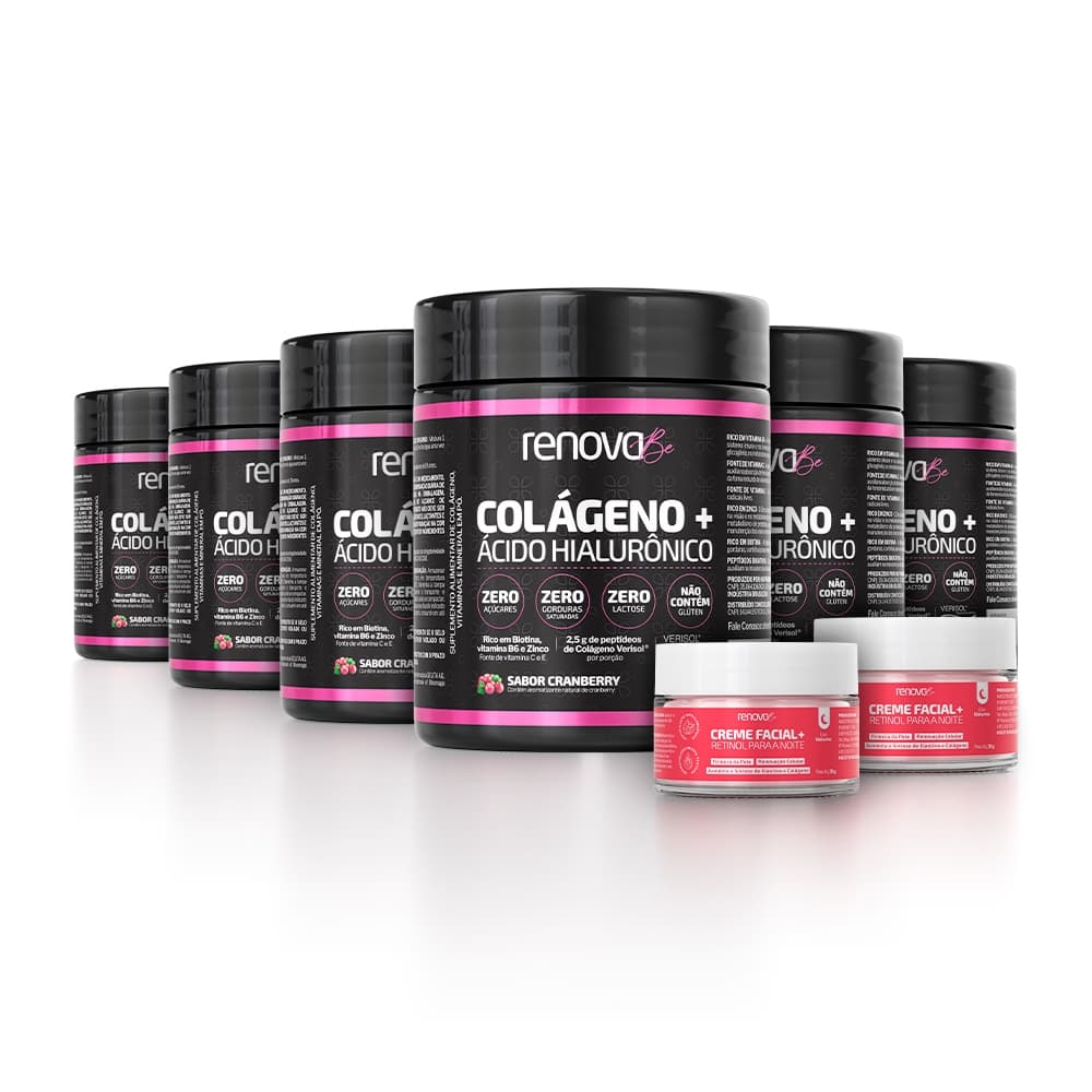 Kit 6 Colágenos Verisol com Ácido Hialurônico Haplex Plus e Biotina - Renova Be