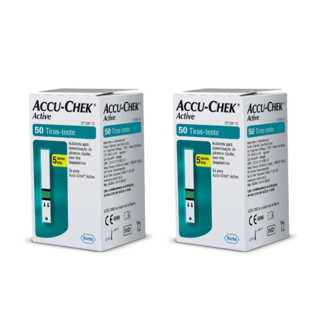 Kit 2x50 Accu-chek Active (100 Tiras Reagentes) Promoção